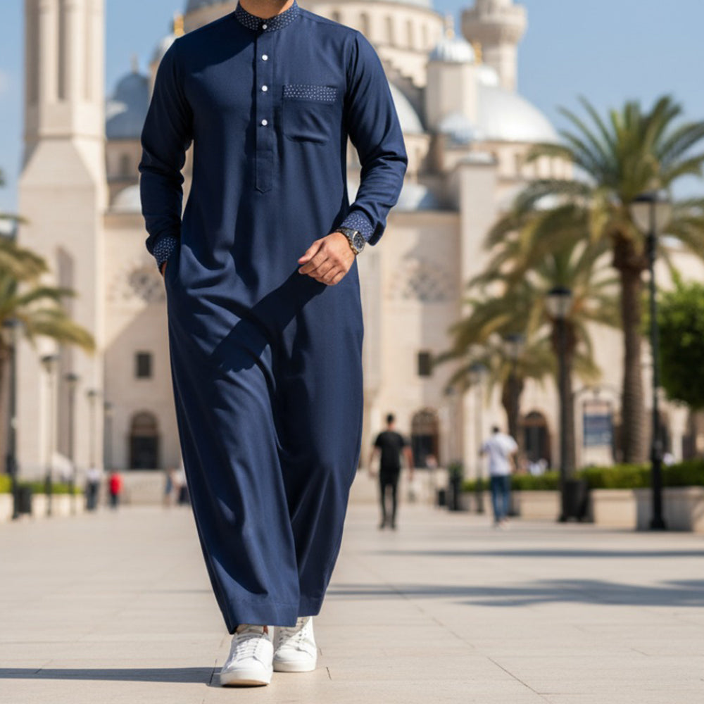 Qamis Saoudien Bleu Navy｜Offrez-vous un look élégant